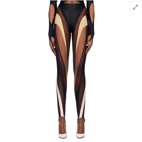 NEW Mugler Sheer Swirl Leggings - Picture 6 of 11